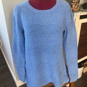 L.L. Bean Women's Sky Blue Cotton Textured Crew Neck Sweater